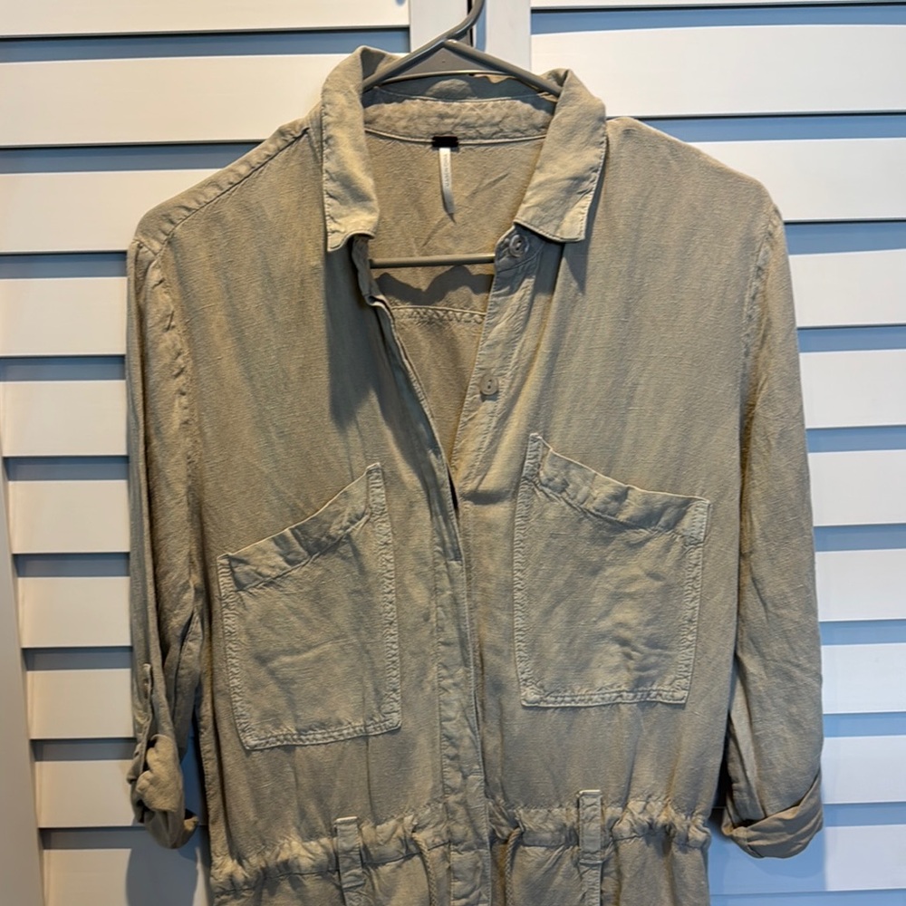 Young Fabulous & Broke Tan Jumpsuit with adjustable Waist, Linen/Rayon blend. - Picture 3 of 13